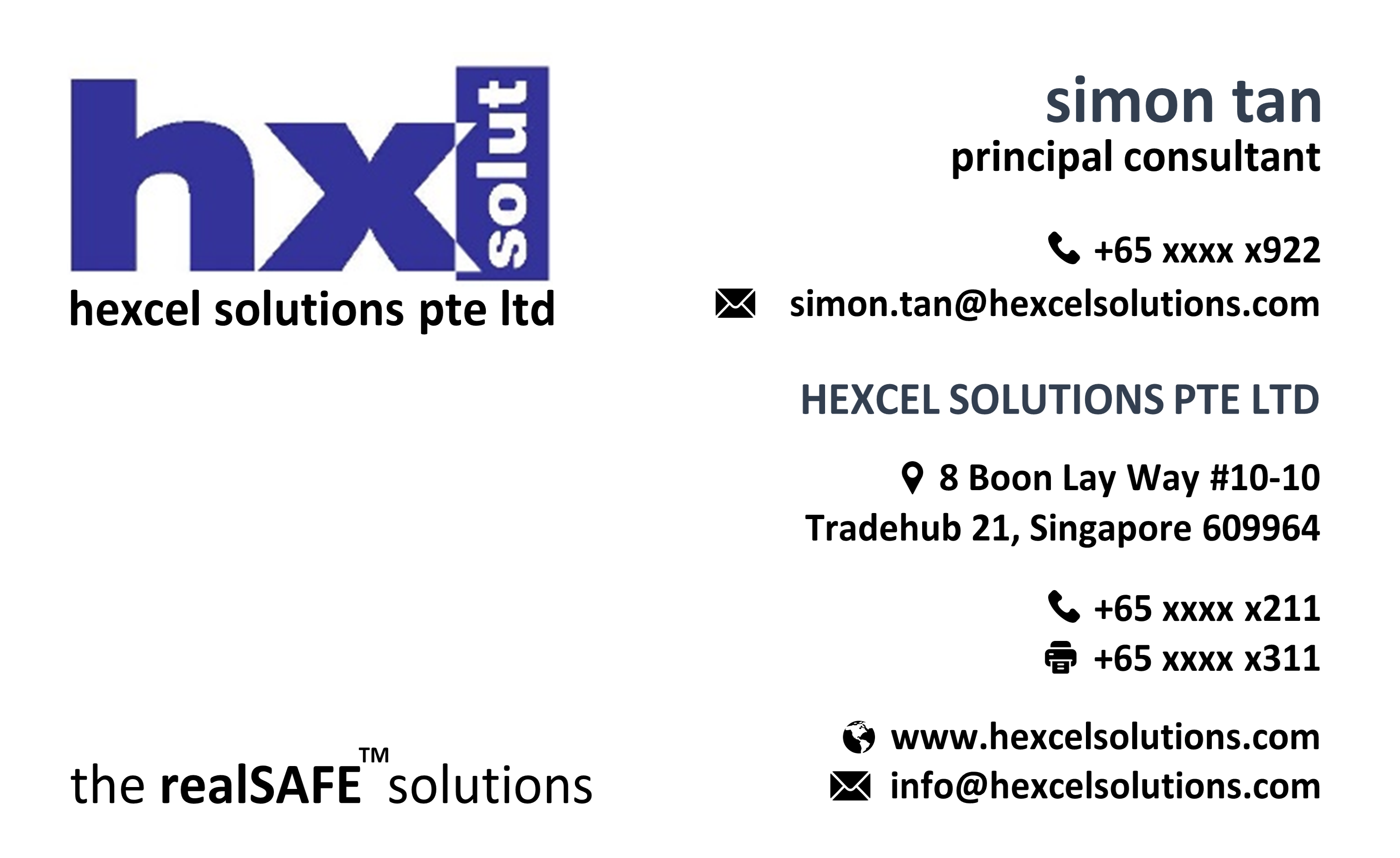 Telephone-masked digital name card for Simon Tan